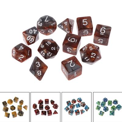 10Pcs D4 D6 D8 D10 D12 D20 Sided Dices For RPG Dungeons & Dragons DND D&D Set