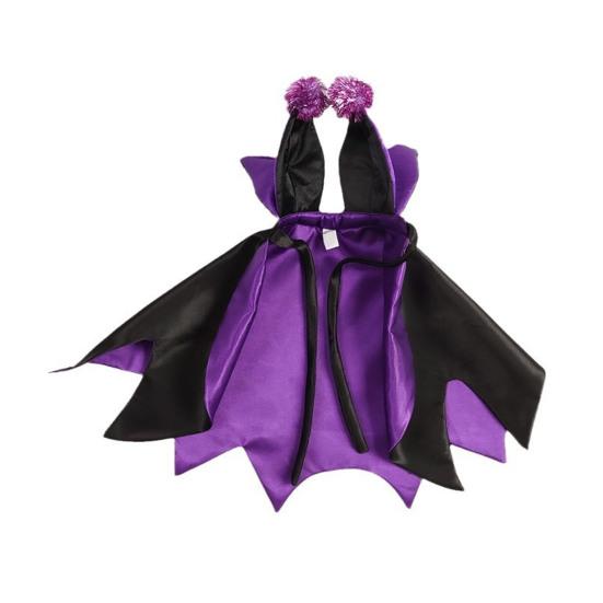 Pet Halloween Witch Costume Dog Wizard Cape Devil Horns Hat Set Pet Witch Cosplay Outfit for Cats Puppies