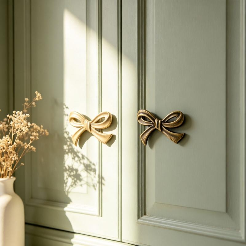 Drawer Cabinet Pull Metal Ribbon Furniture Handle for Bedside Table Dresser and Decorative Home Detail Accent Use