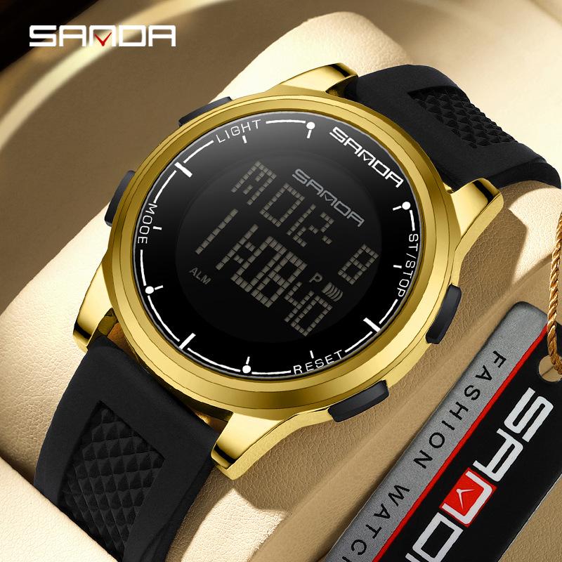 Sanda Luminous Men's Multifunctional Waterproof Digital Watch with Stopwatch and Alarm Clock  