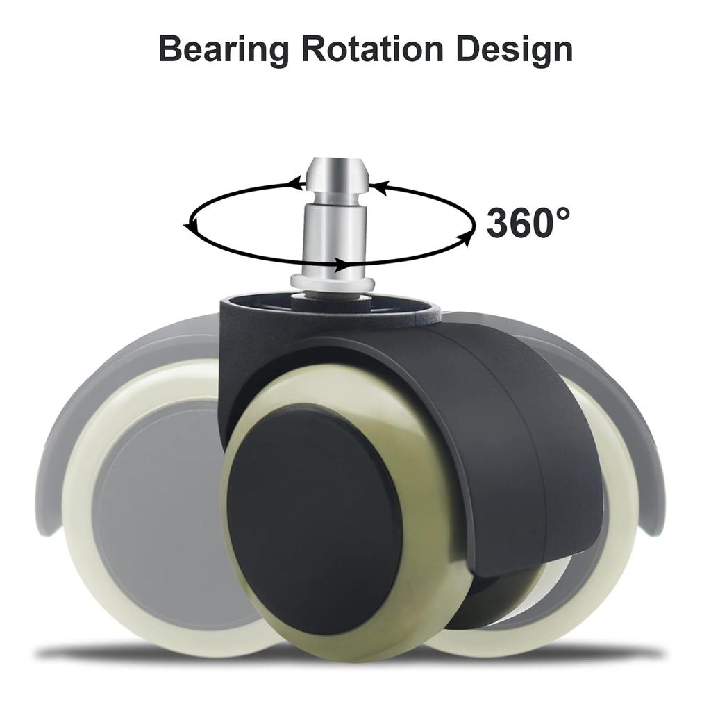 Office Chair Wheels Replacement Rubber Chair casters(Set of 5) for Hardwood Floors and Carpet- Heavy Duty Caster Support up to 750bls,2 Inch 11mm