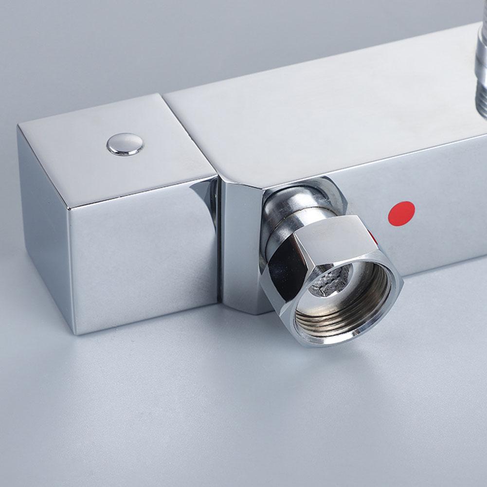 Set mit 2 quadratischen thermostatischen Duscharmatur-Griffknöpfen, kompatibel mit Badarmatur, Chrom-Finish, Ersatzgriffe