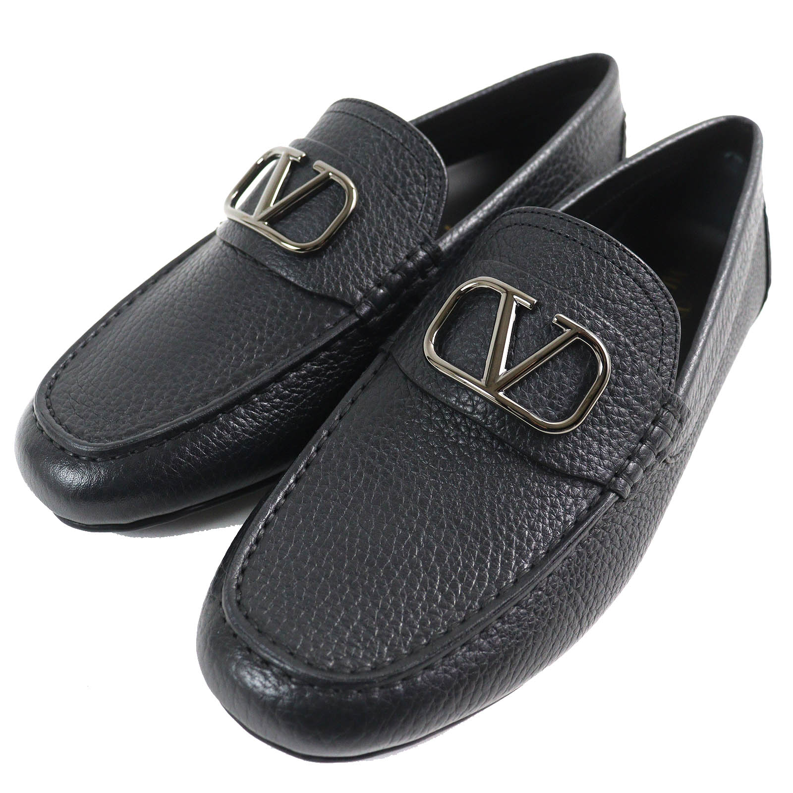 Valentino Garavani shoes V Logo Metal Leather Loafers 42.5 UY2S0C32 Used