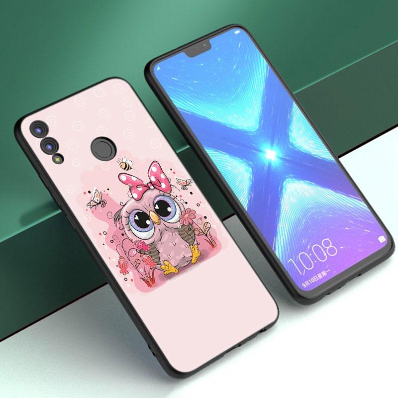 Cartoon Owl Cute Owls Case For Huawei Honor 10X Lite 7A 7S 8A 8S 8C 8X 9A 9C 10i 20i 30i 20S 20E 9X Pro 10 8 Lite Black Cover