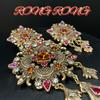 Medieval Vintage Western Antique Jewelry Florence Cameo Court Style Vintage Stud Earrings Brooch Set