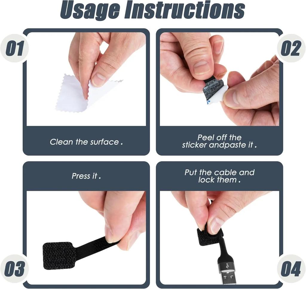 Velcro Cable TiesSelf-adhesive Power Cord Data Cable Storage Cable OrganizerAdhesive Backed Velcro Cable Straps