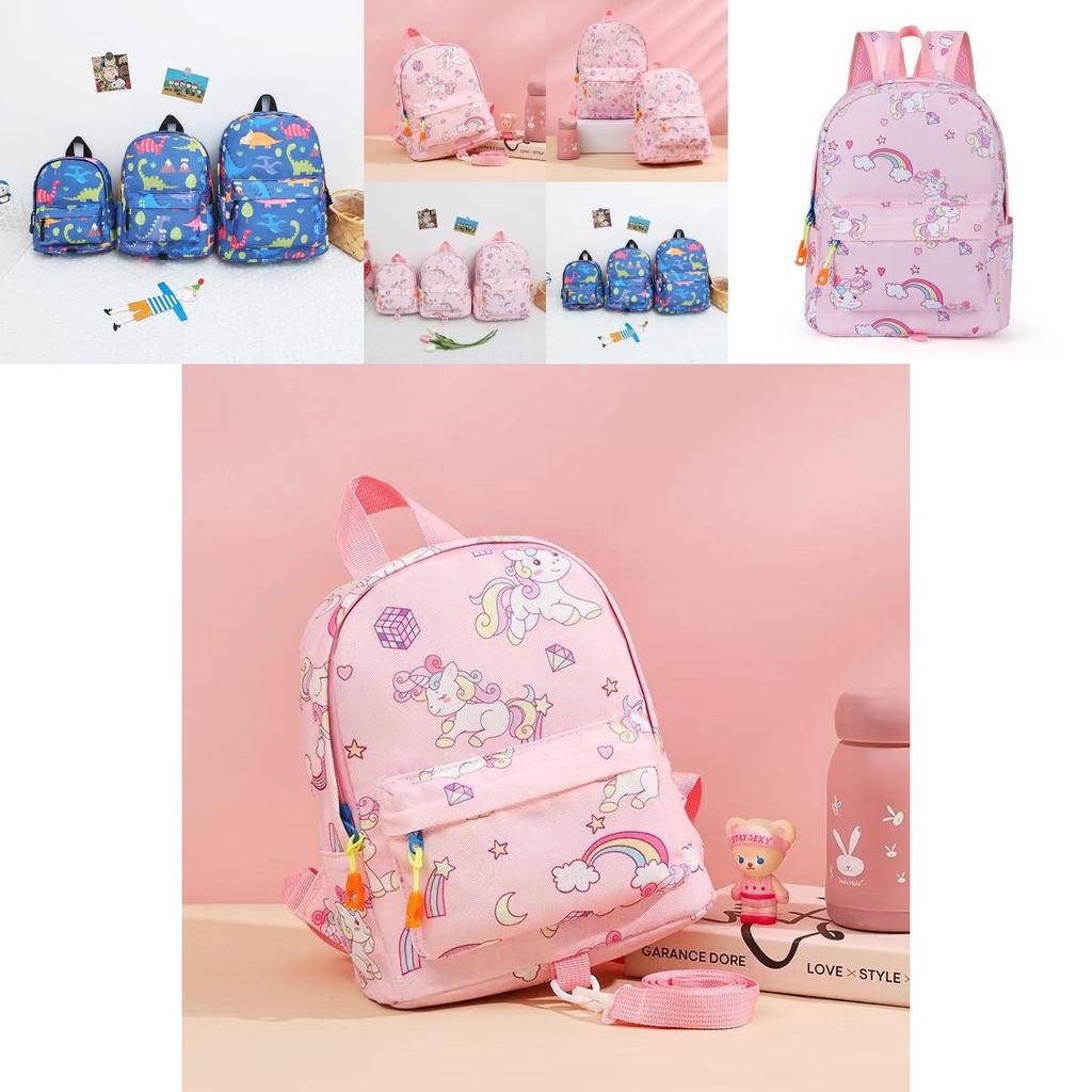 Cross-border Canvas Backpack With Cartoon Print Unicorn Design For Kindergarten Students