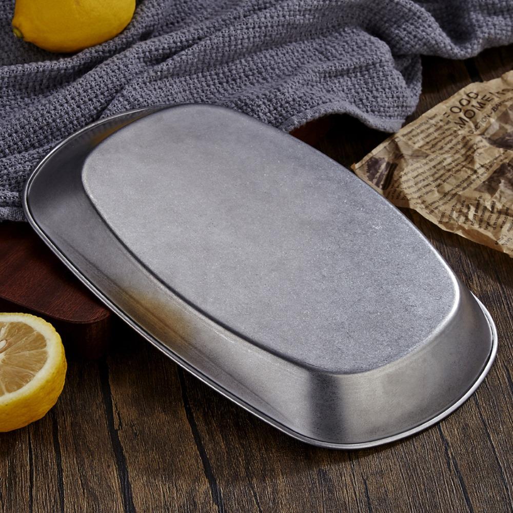 Fall-resistant Snack Plate 304 Stainless Steel Salad Tray Food Serving Dishes  Restaurant