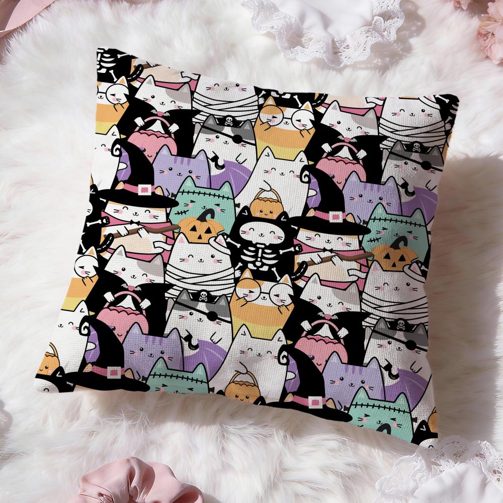 Cute Cats Themed Cushion Cover Premium Comfort Reversible Pillow Cove -Two In One Design for Any Room & Car Interior