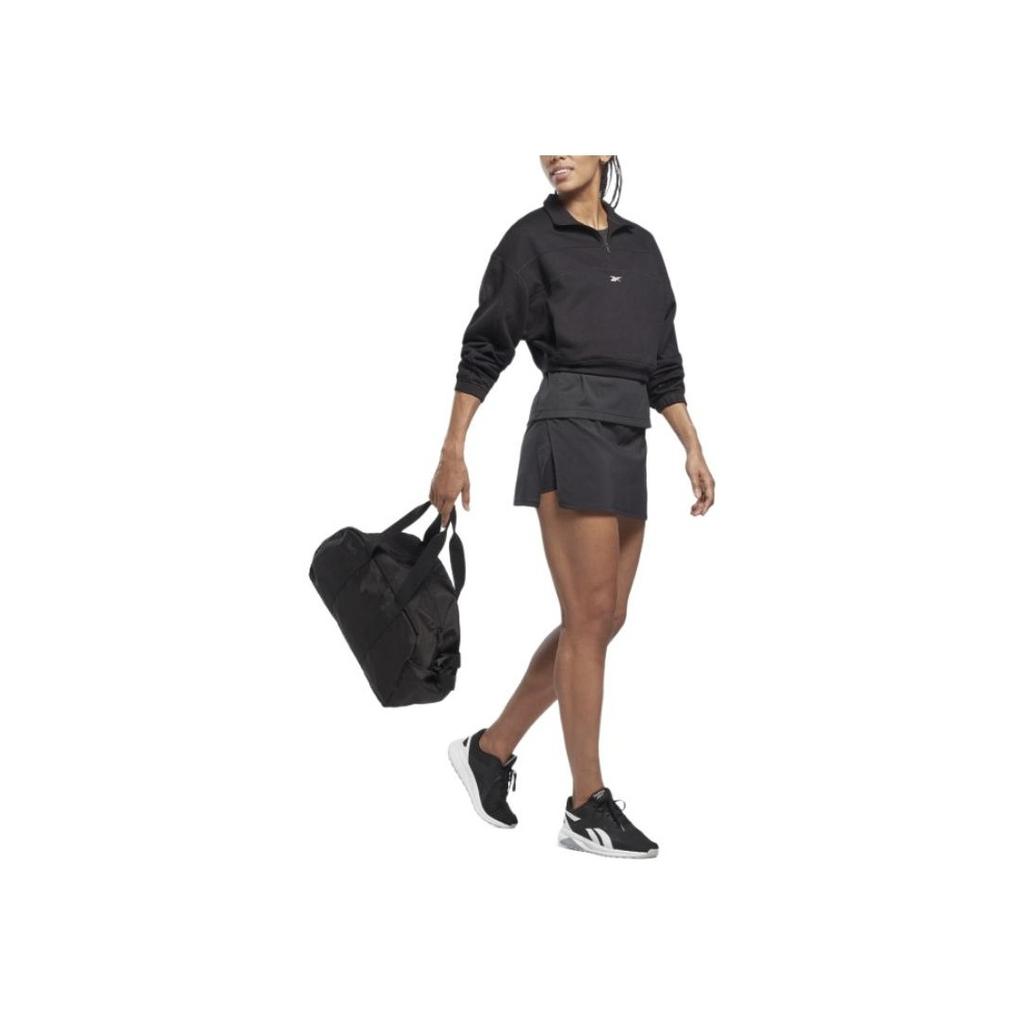 Reebok Half Zip Solid Color Stand Collar Short Sports Sweatshirt Women Sweatshirt Black HT4926