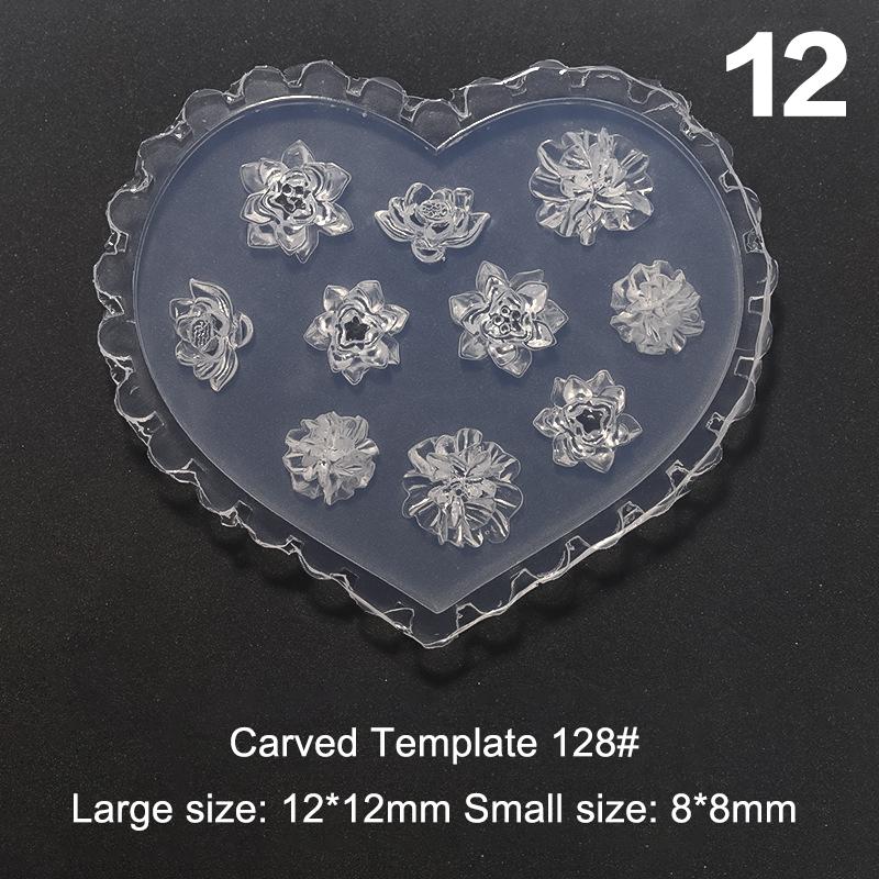 3D Nagel Carving Siliconen Transparante Sjabloon Mal Nail Art Diy Handgemaakt Gereedschap Kleine Kralen Polymeerklei Mal Manicure Decor