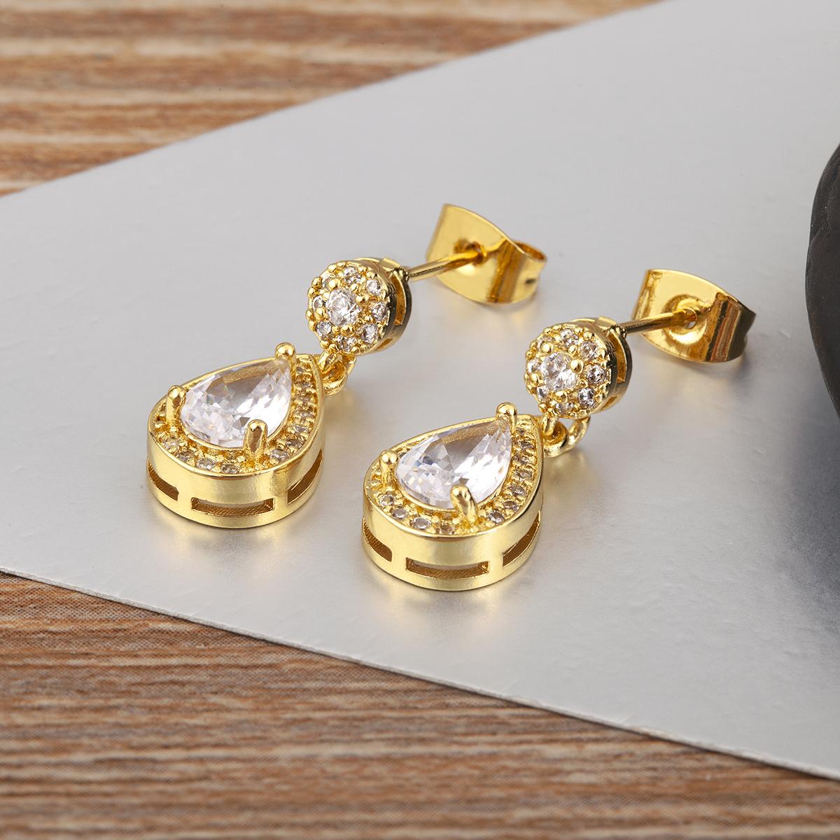 

Nidin New Trendy Waterdrop/Star/Circle Shape Aesthetic Lucky Drop Earrings For Female Shine Zircon Ear Jewelry Daily Party Gifts