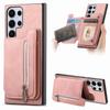 For Samsung Galaxy S25 Ultra Case Magnetic Detachable Zipper Card Holder Leather Phone Back Cover