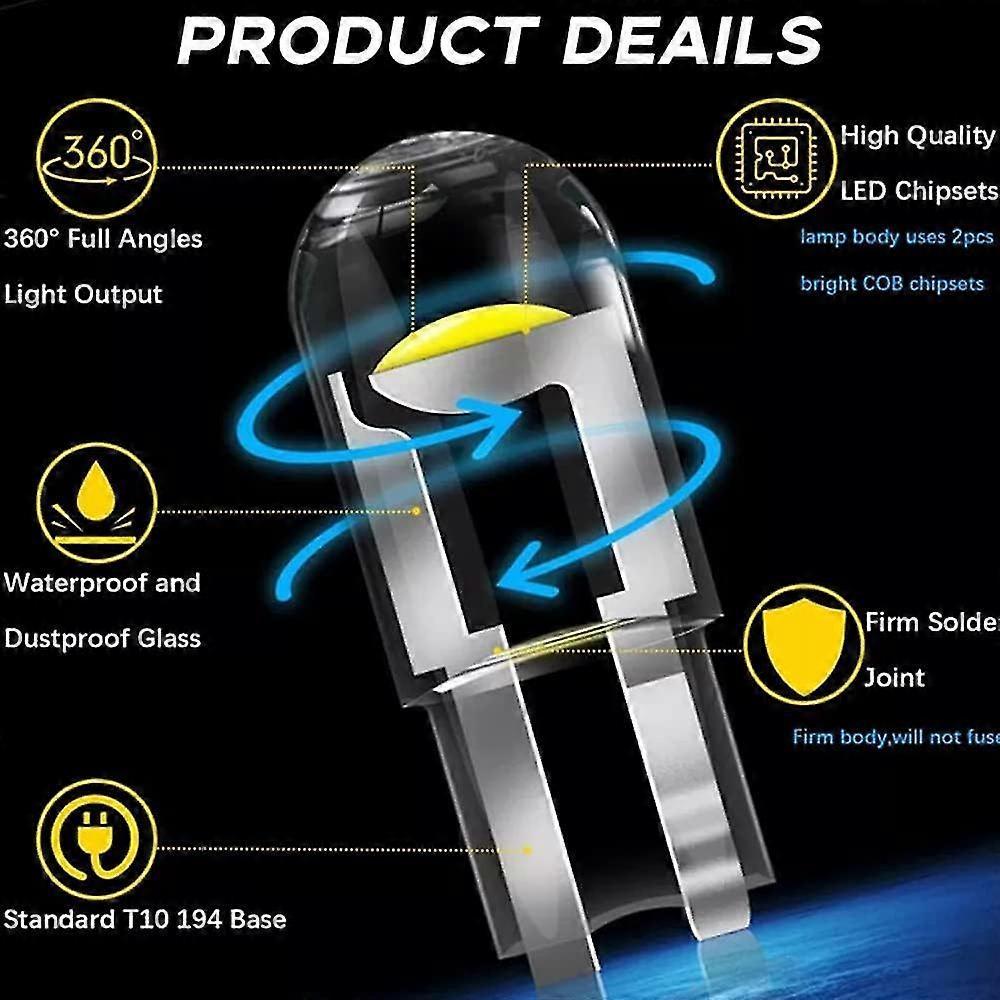 15 Pcs T10 Led Side Light Bulb White W5w 501 168 194 Led Bulbs Number Plate Light For Car Bulbs Cool White 6000k - DD