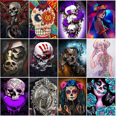 Di Diamond Painting Skeleton Picture Rhinestone 5D Halloween DIY Diamond Embroidery Set Floral Mosaic Cross Stitch Crafts