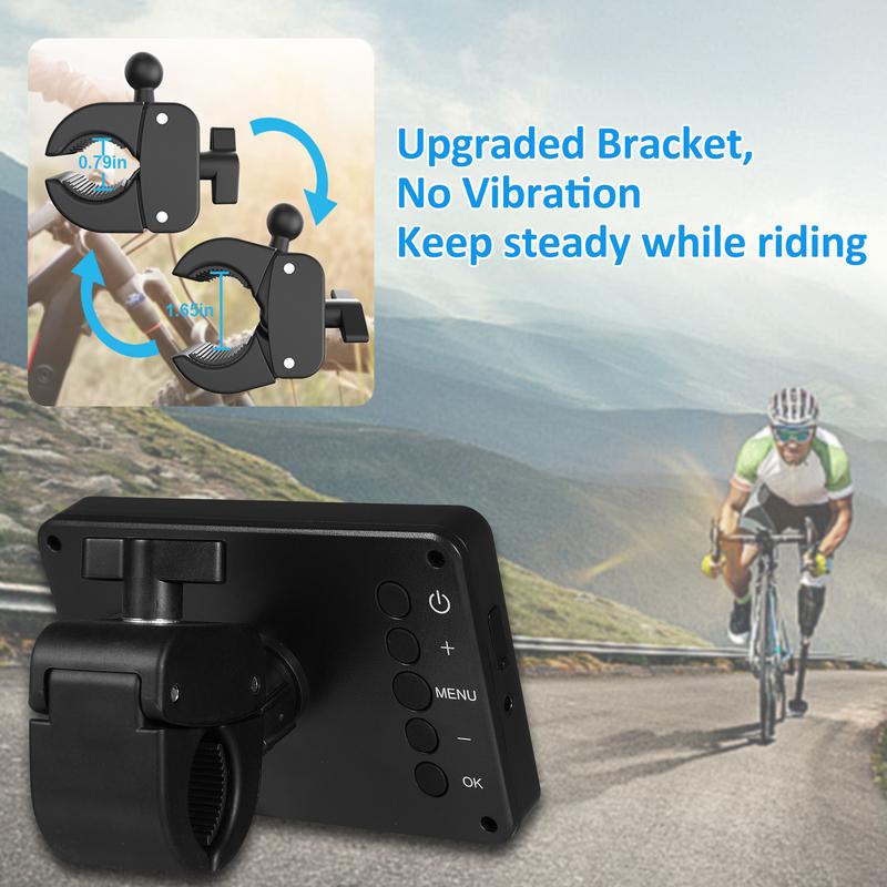 Specchietto per Manubrio Bici, Telecamera Posteriore per Bicicletta con Schermo da 4,3'' Funzione Visione Notturna Angolo di Visione Ampio 150° Staffa Regolabile