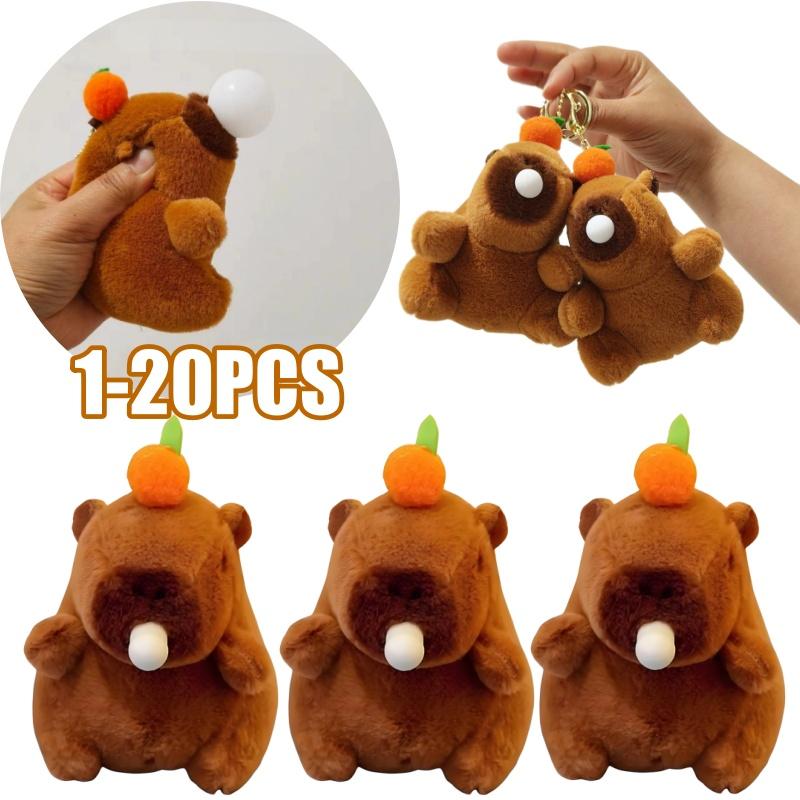 1-20PCS Plush Persimmon Spit Bubbles Capybara Key Pendant Cute Plush Keychain Plush Doll Toy Schoolbag Pendant Gift Pendant