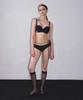 VINAJ N Chain Ribbon Halter Half-Cup Bikini Bra (Black)