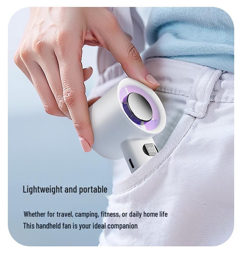 Cross-Border 2025 Handheld USB Fan: High-Speed, 100-Speed Stepless, Digital Display, Powerful Small Wind Cannon