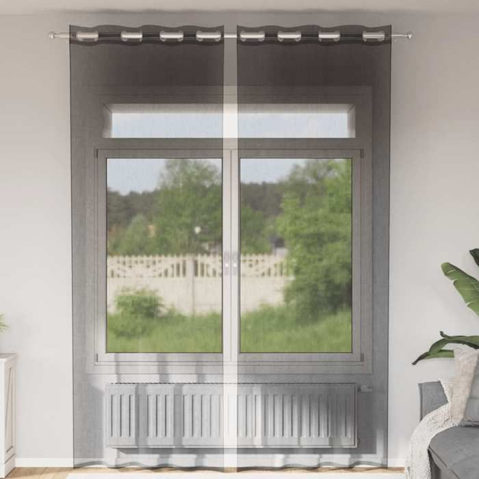 VidaXL Rideaux en voile avec œillets 2 pcs noir 140x300 cm, rideau en filet, rideau transparent, voile de fenêtre, 4102064