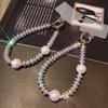 Pearl Rhinestone Mobile Phone Lanyard Clip Anti-Drop Short Hand Rope Keychain Decoration Advanced Sense Light Luxury Women
