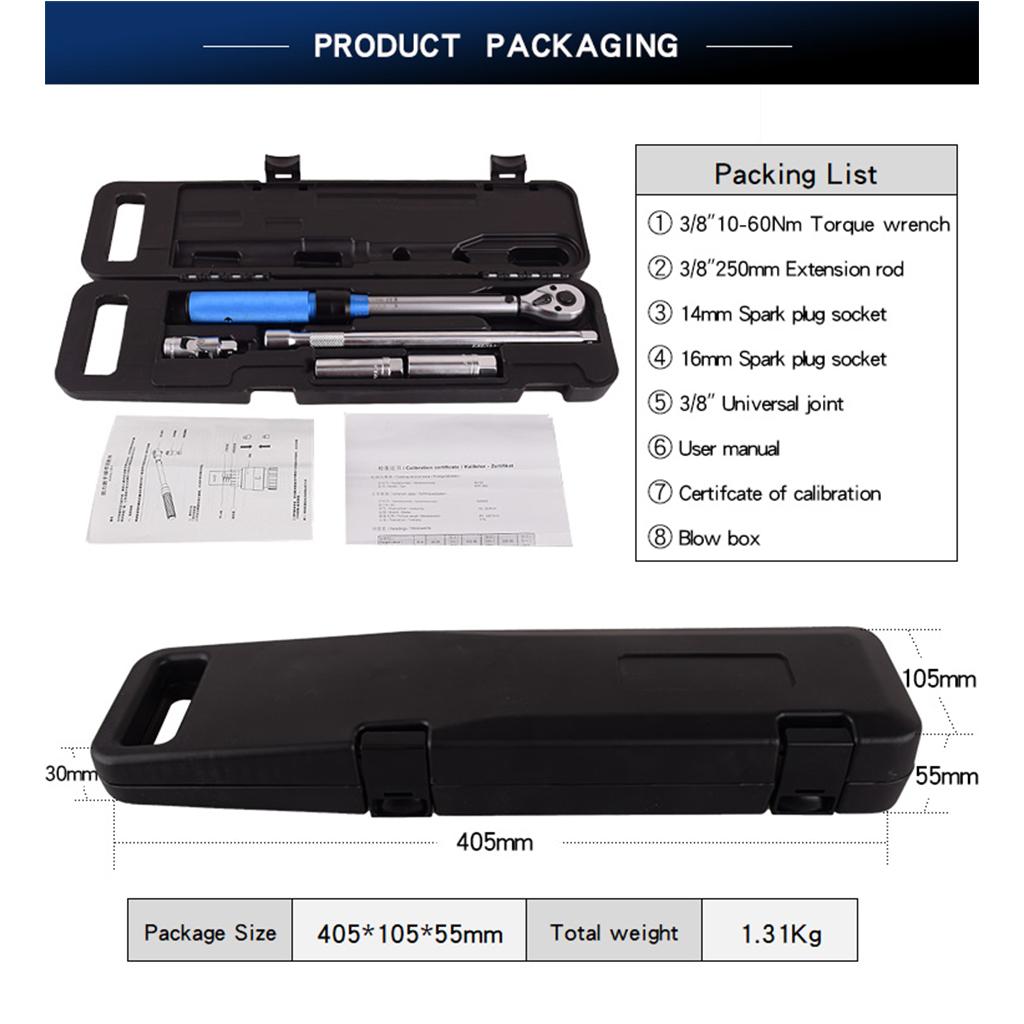 Wear-resistant Drive Click Torque Wrench Set 3/8 inch Digital Torque Wrench