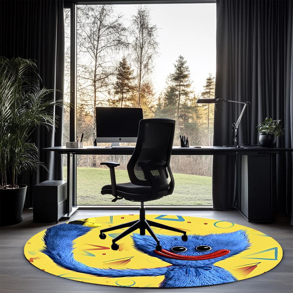 Huggy Wuggy Printed Round Rug Carpet Chair Rug Area Rug Entryway Doormats,for Office Chair Living Room Bedroom Kitchen Room.