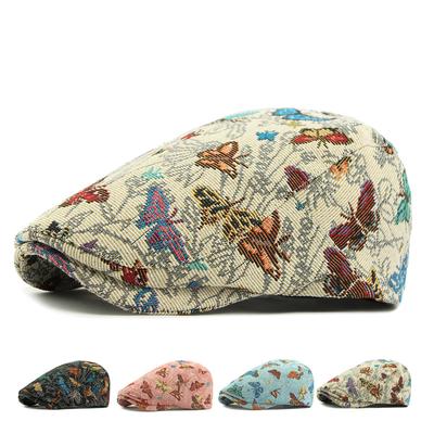 Spring Beret Women British Vintage Jacquard Butterfly Painter Cap Peaked Cap