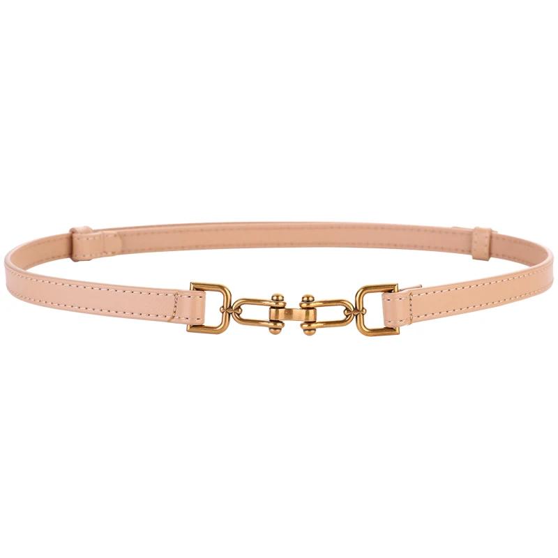 

Women s Genuine Leather Belt Belt Gold Buckle Suitable for Dresses Adjustable Women s Luxury Belt 50cm-90cm абрикосовый