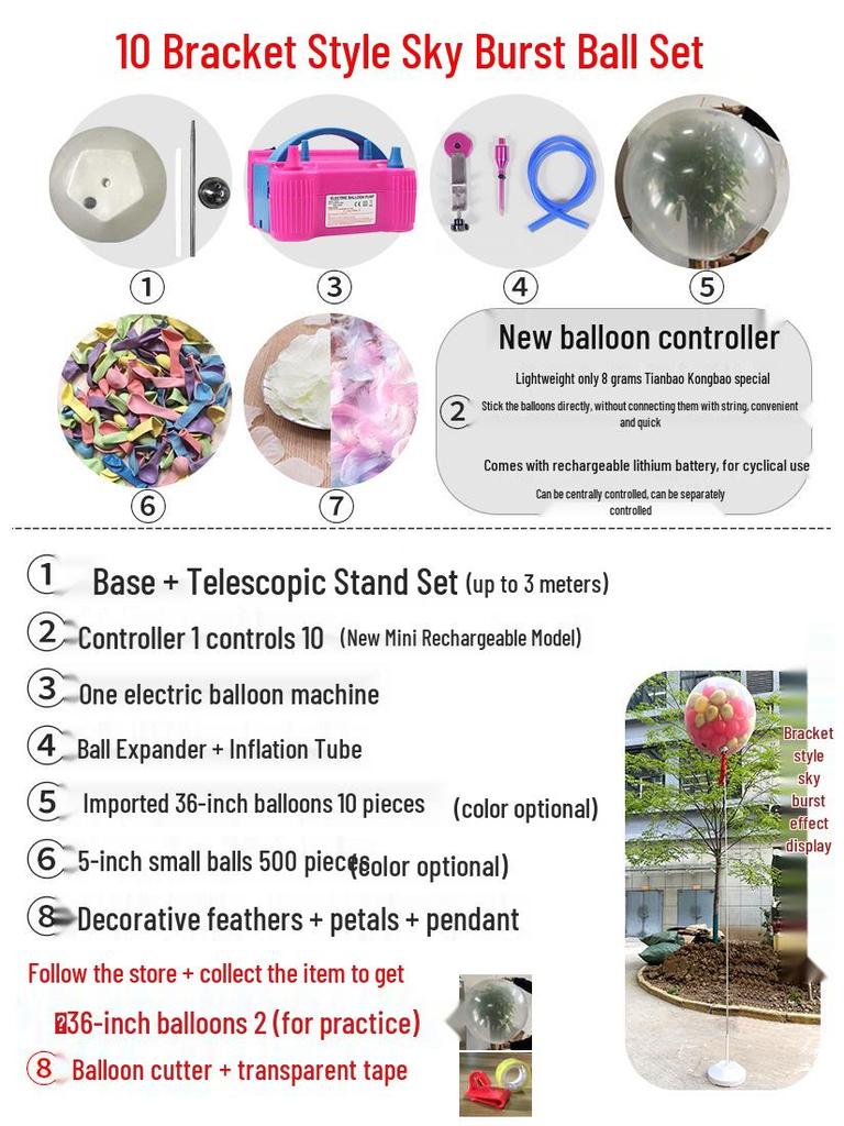 Outdoor Wedding Sky Explosion Balloons Set: Helium Balloons with Complete Assembly Tools for Hotels and Bridal Events