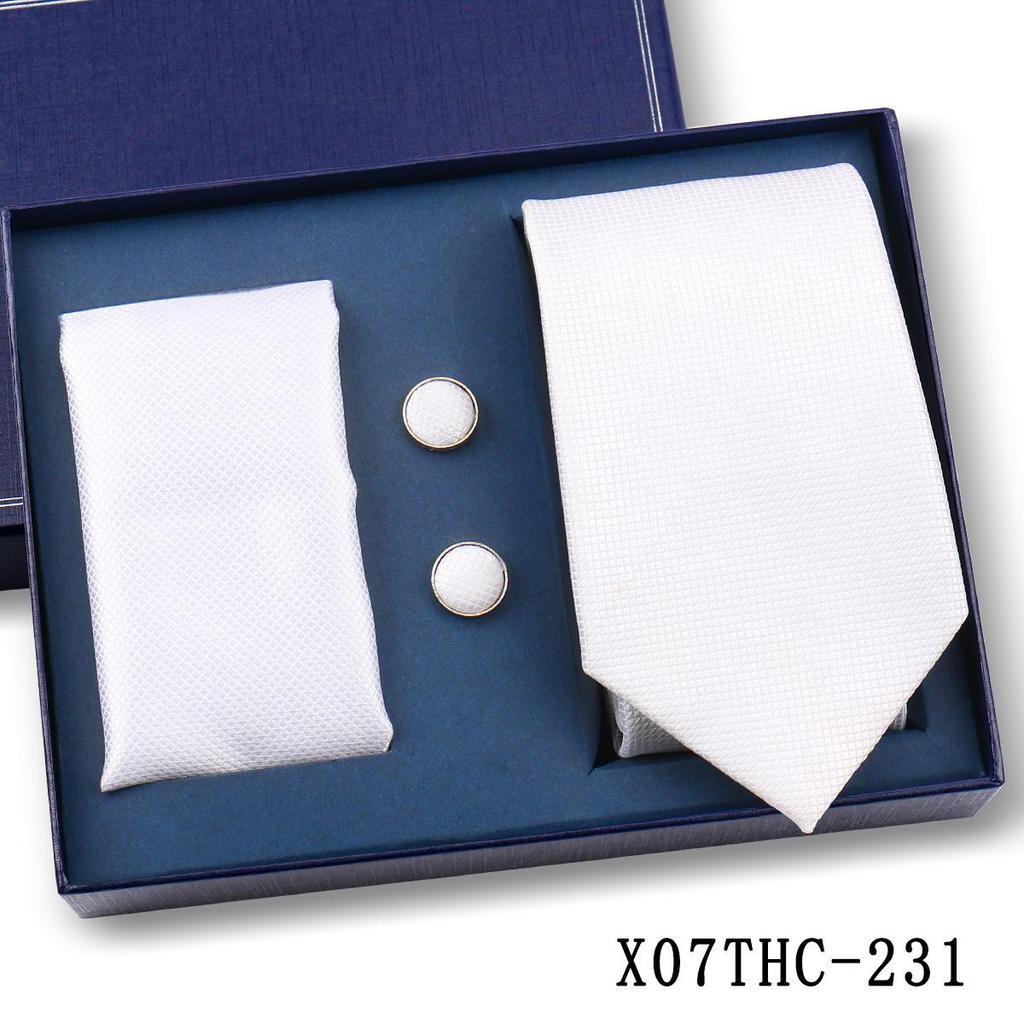 Men's Black Striped 3-Piece Gift Set: Hand-Tied 8cm Tie with Pocket Square & Cufflinks