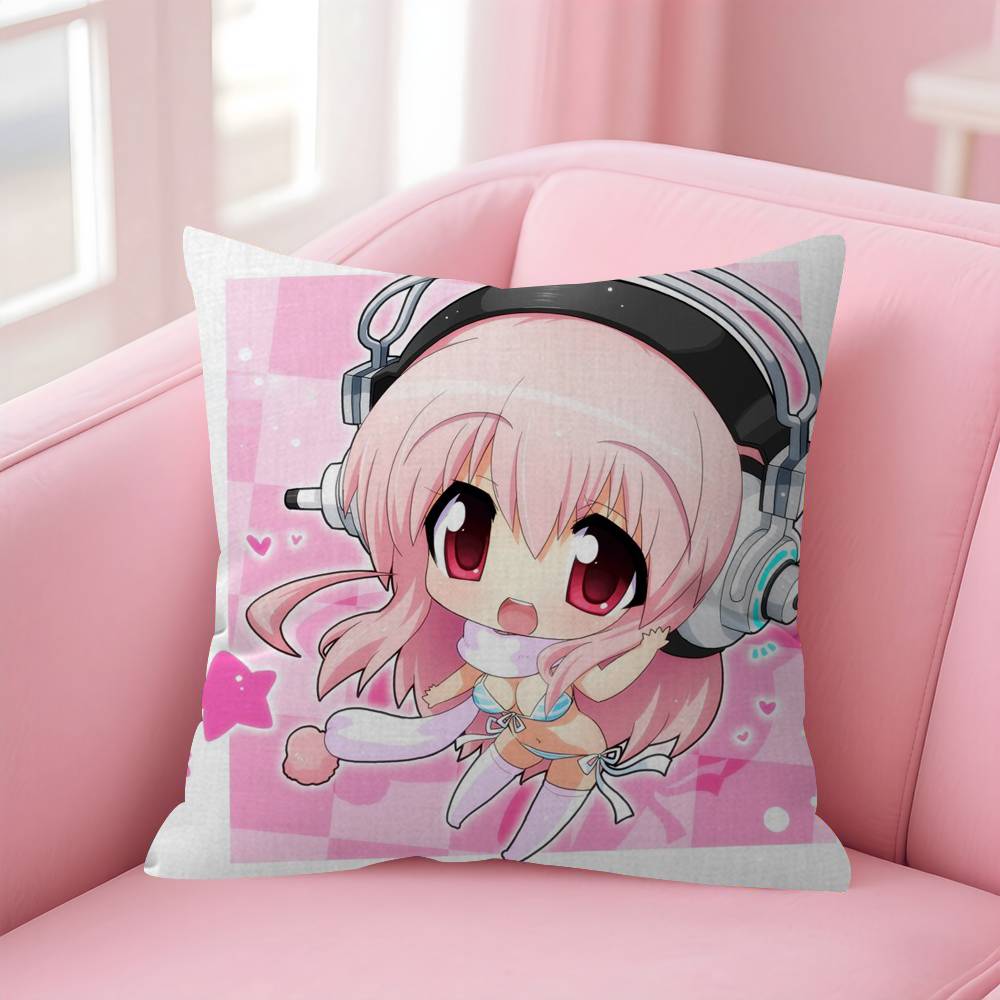 Beautiful Super S-Sonico Anime Personalized Pillow Dust Cover Bedroom Kids Party Decoration Pillowcase Birthday Children Gift