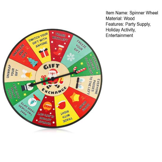 Weihnachtsgeschenke-Austausch Glücksrad Holz White Elephant Party Spiel für Familie Kollegen Erwachsene Kinder Feiertagsparty Zubehör