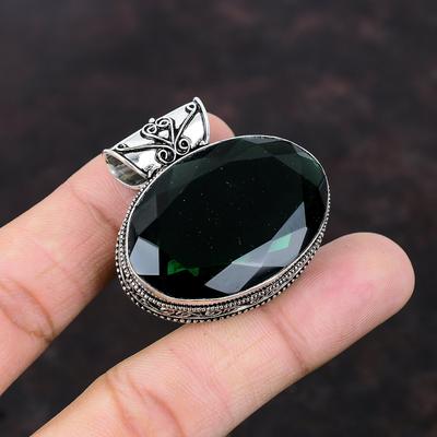 Ciondolo sfaccettato in cromo diopside Ciondolo vintage in pietra preziosa Ciondolo in argento sterling 925 Ciondolo fatto a mano Gioielli in cromo diopside Regalo per le donne