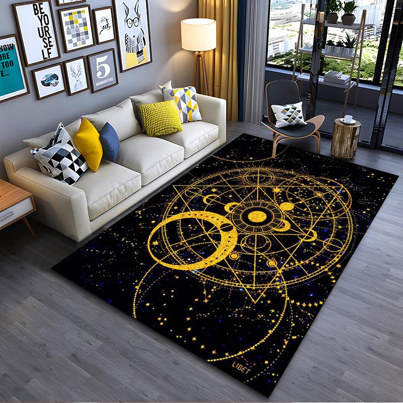 

70Cosmic Golden Mandala Pattern on Black Background Area Rug 50 Suitable for use as an anti-slip game mat for living room and bedroom sofas 40x60cm( 15x23in )