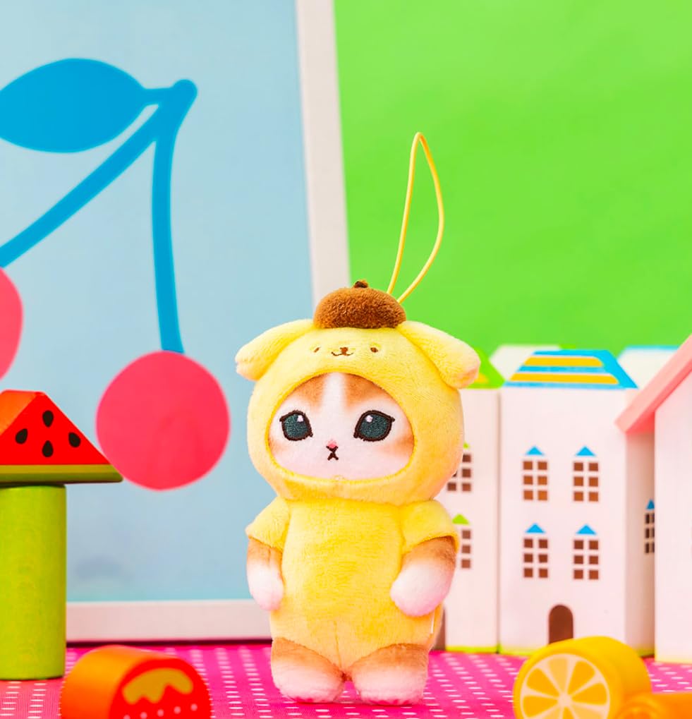 Official Nyanko Collaboration Plush Mascot Keychain Shark Nyan 9cm Merchandise, Approx. (Pompom)