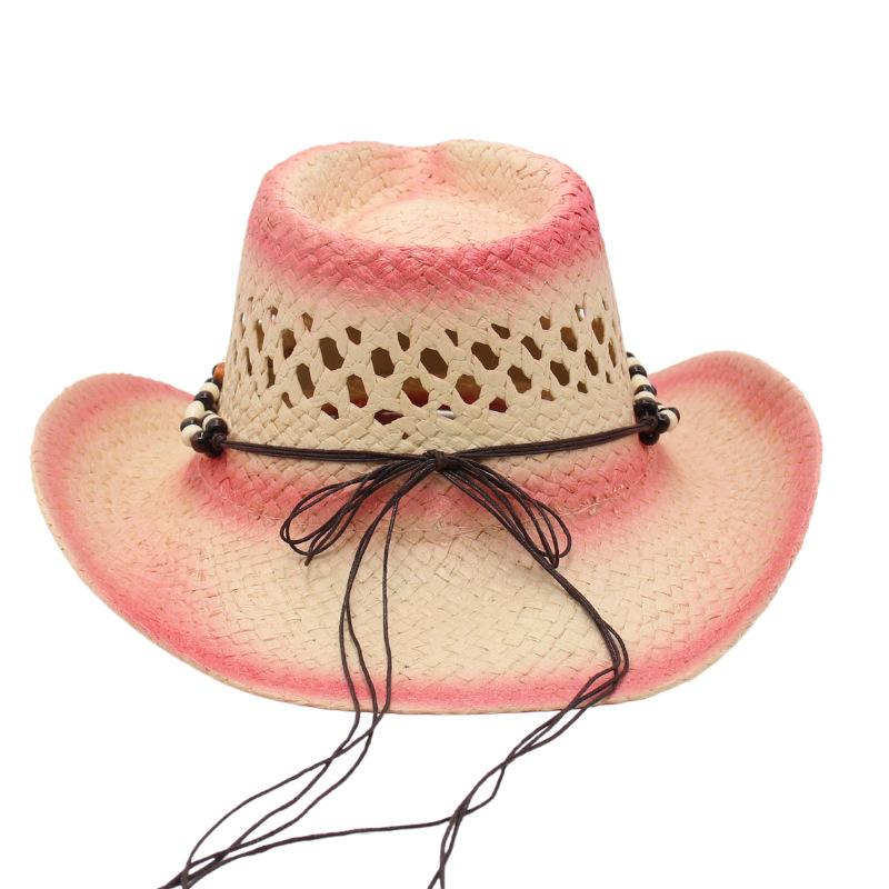 Wunsch Süßer Kühle Brise Strandhut Western Cowboyhut Hohl Sonnenhut Edelsteinrosa Strohhut Jazzhut Männer Und Frauen