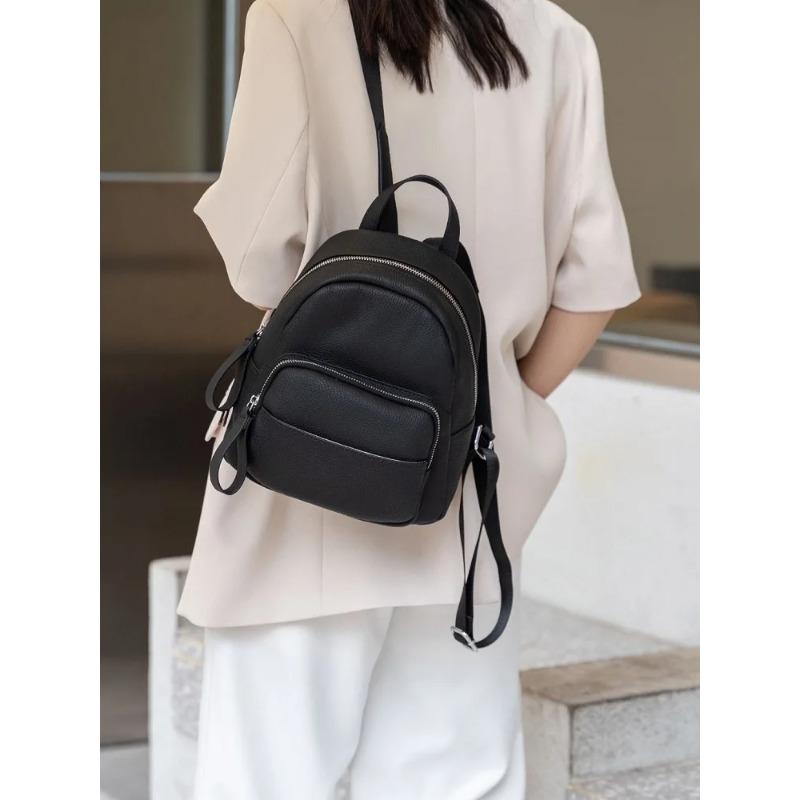 Genuine Leather Cowhide Women Backpack Shoulder Bag Female Simple Commuter Travel Schoolbag Daily Women Backpack Handbag