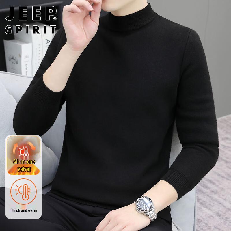 

JEEP SPIRIT Men s Half-High Collar Integrated Fleece Sweater L