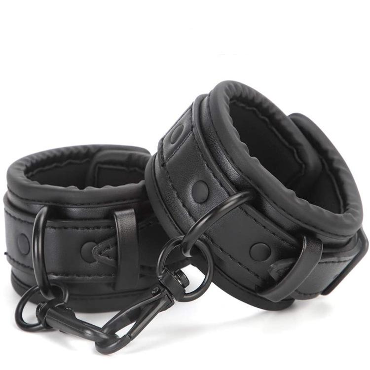 SM Leather Restraint Anklets - Erotic Couples Flirting Handcuffs