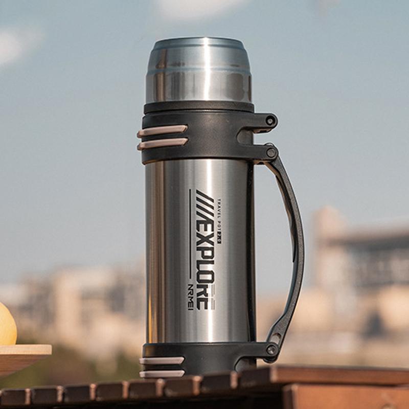 Large Capacity 316 Stainless Steel Insulated Thermos Bottle Thermal Insulation Leak-Proof Double-Wall Vacuum Sports Water Jug 1200ml серебряный