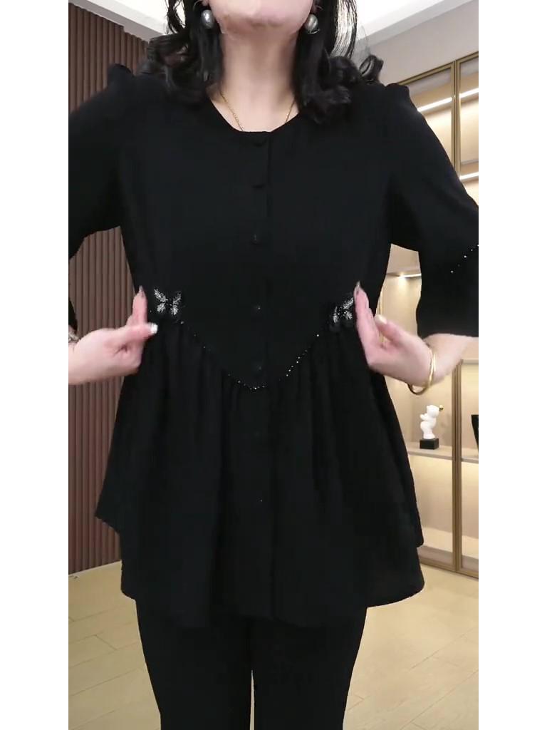 2025 European Style Chiffon A-Line Plus Size Slimming Top for Women