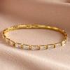 2PCS French Stainless Steel Bracelet Set For Women High Quality Shiny Zircon 18K Gold-plated Not Fading Bracelet Jewelry Gifts