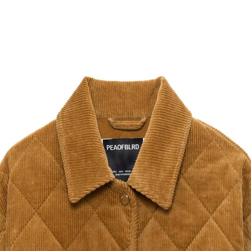 Womens Winter Corduroy Cotton Jacket Long Sleeve Loose Fit Casual Coat Youth