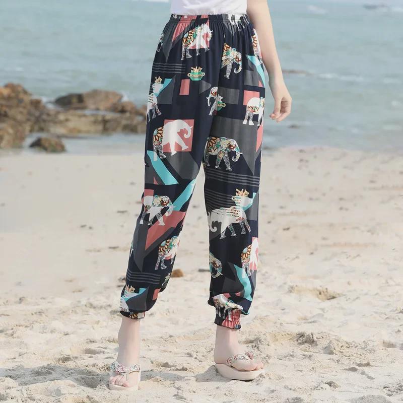 Pantaloni Harem Bohemien in Cotone da Donna - Estivi da Spiaggia & Anti-Zanzare Stile Etnico Lanterna