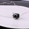 KELITCH Top Crystal Pendant Necklace Handmade Chain Women's Jewelry Gift (Black Silver)