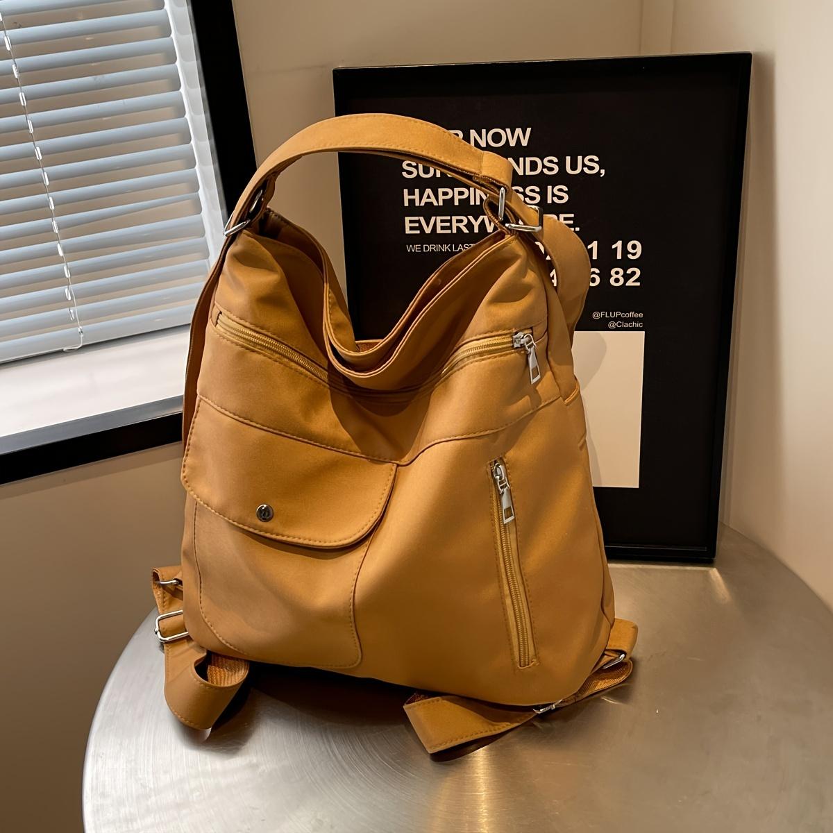 

Модная однотонная сумка через плечо, большая вместительная сумка-тоут, женская сумка-трансформер-рюкзак бежевый