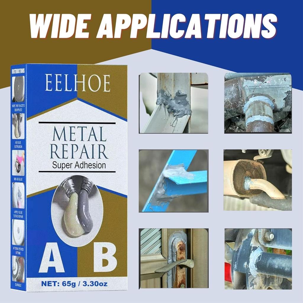 Metallreparaturkleber, Kleber für Metall auf Metall, Flüssigmetallkleber, Hitzebeständiger Kleber ab Kleber für Kühlerrohr-Tankreparatur Metallfüller - 2er-Pack