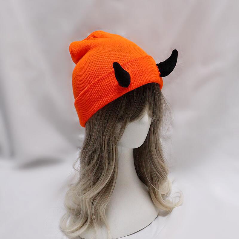 1PC Warm Stretchy Devil Playful Hat Cold-Resistant Beanie Winter-Ready Knitted Trendy Horn Soft-Knitted