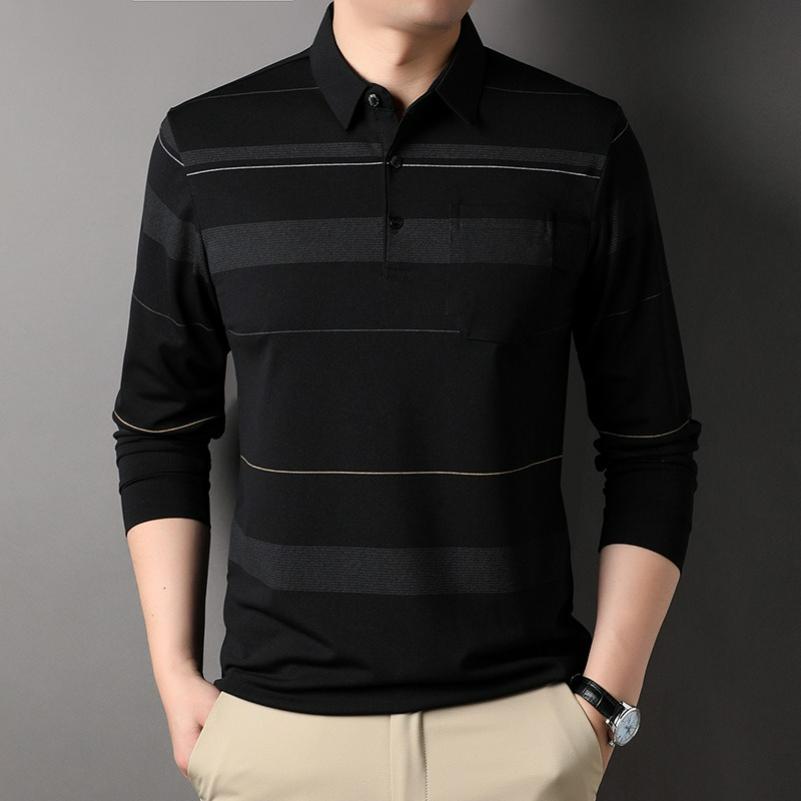 Dad Spring Tops, T-shirts, Long-sleeved Men's Bottoming Polo Shirts, Spring and Autumn Thin T-shirts